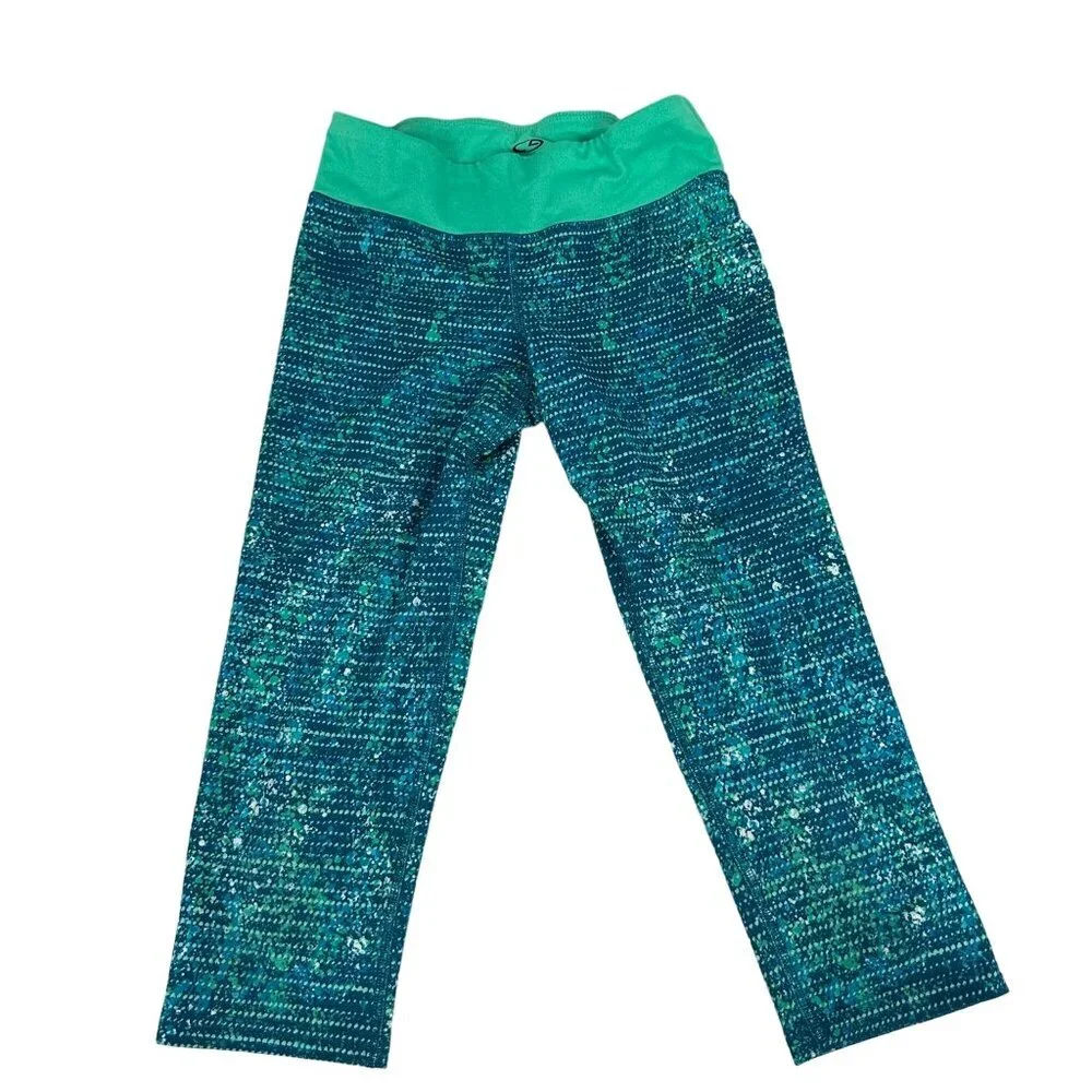 C9 by Champion Duodry Girls' Leggings M (7-8) Blue & Green Patterned Activewear